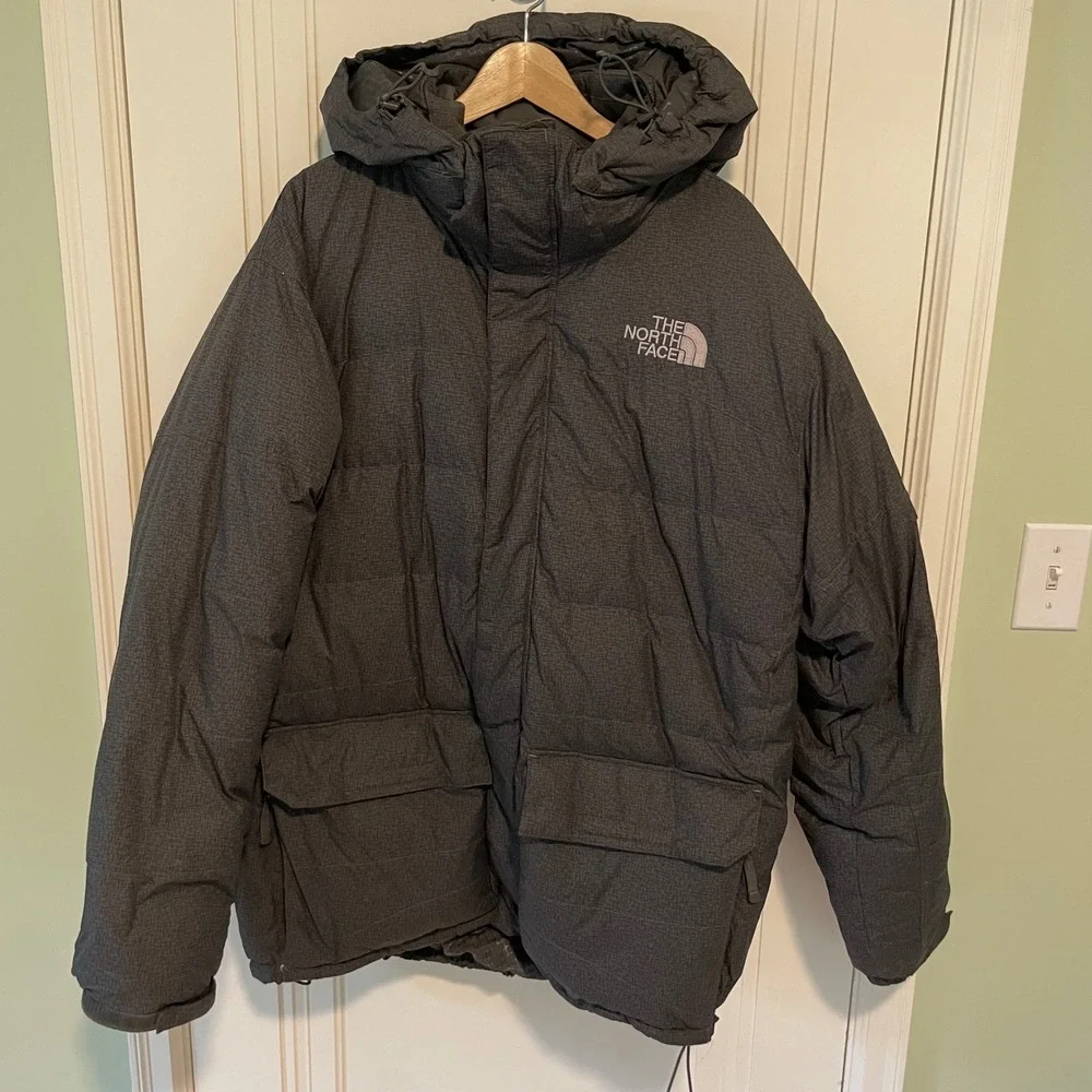 The North Face Mens 600 Down Parka Jacket Gray Puffer Hooded XL